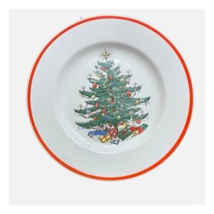 Cuthbertson American Christmas Tree 11" platter RARE red trim Plummer LTD  1940